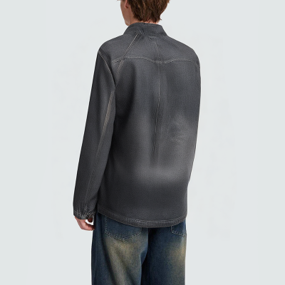 Vintage washed zipper men's denim jacket