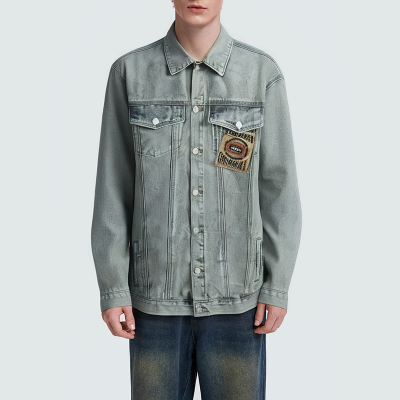 Fashion washed lapel men's denim jacket