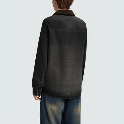 High-quality patchwork plaid men's denim jacket