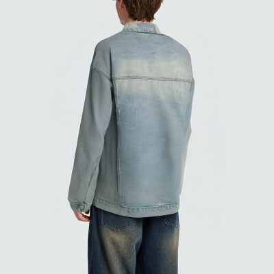 Lapel single-breasted loose men's denim jacket