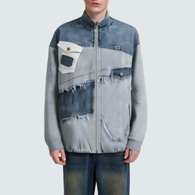 Fashion patchwork men's denim jacket