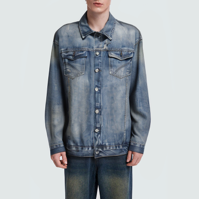 High street fashion washed men's denim jacket