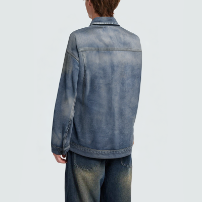 High street fashion washed men's denim jacket