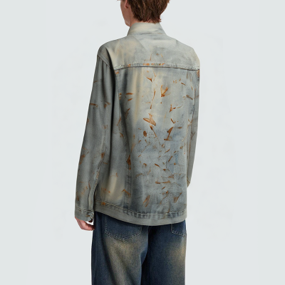 Versatile lapel button men's denim jacket