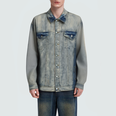 High quality vintage loose fit men's denim jacket