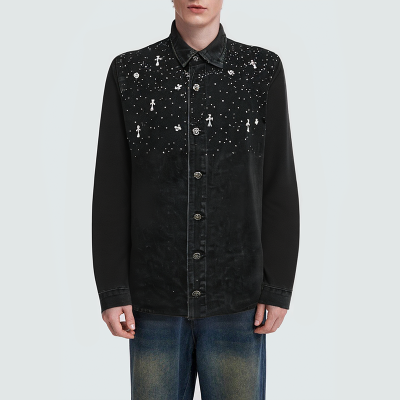 Black stylish and comfortable men's denim jacket