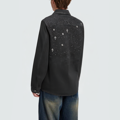 Black stylish and comfortable men's denim jacket