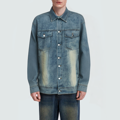 Fashion washed loose men's denim jacket