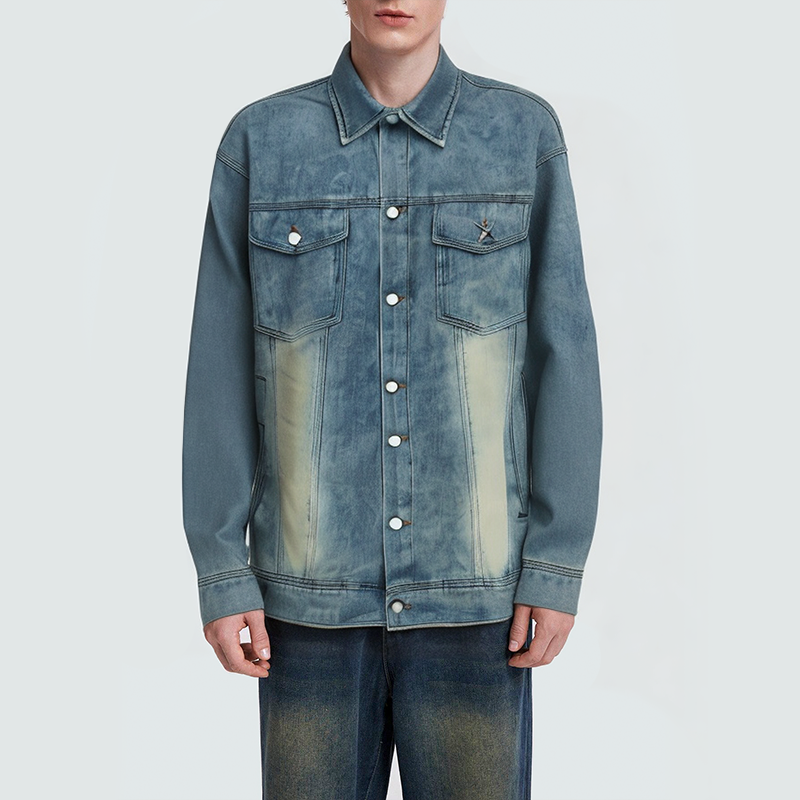 Fashion washed loose men's denim jacket