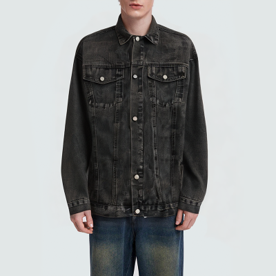 High street button loose men's denim jacket