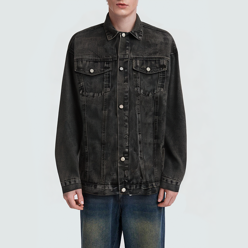 High street button loose men's denim jacket