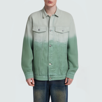 Men's gradient lapel button denim jacket