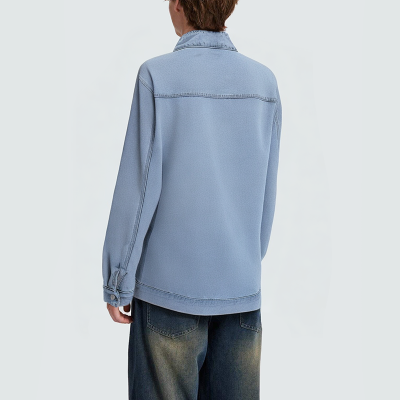 Men's casual stand collar snap button denim jacket