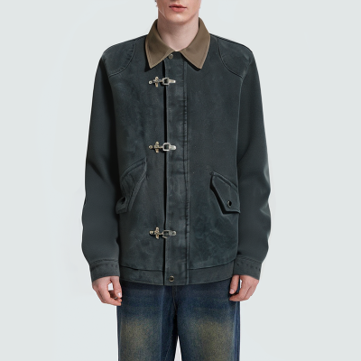 Autumn contrast lapel men's denim jacket