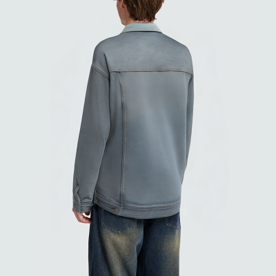 Blue multi-pocket breathable men's denim jacket