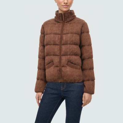 Brown turtleneck warm women's down jacket