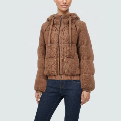 Luxury plush short women's down jacket