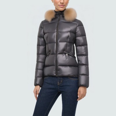 Black elastic waist warm women's down jacket