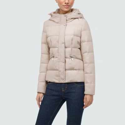 Windproof and warm hooded women's down jacket
