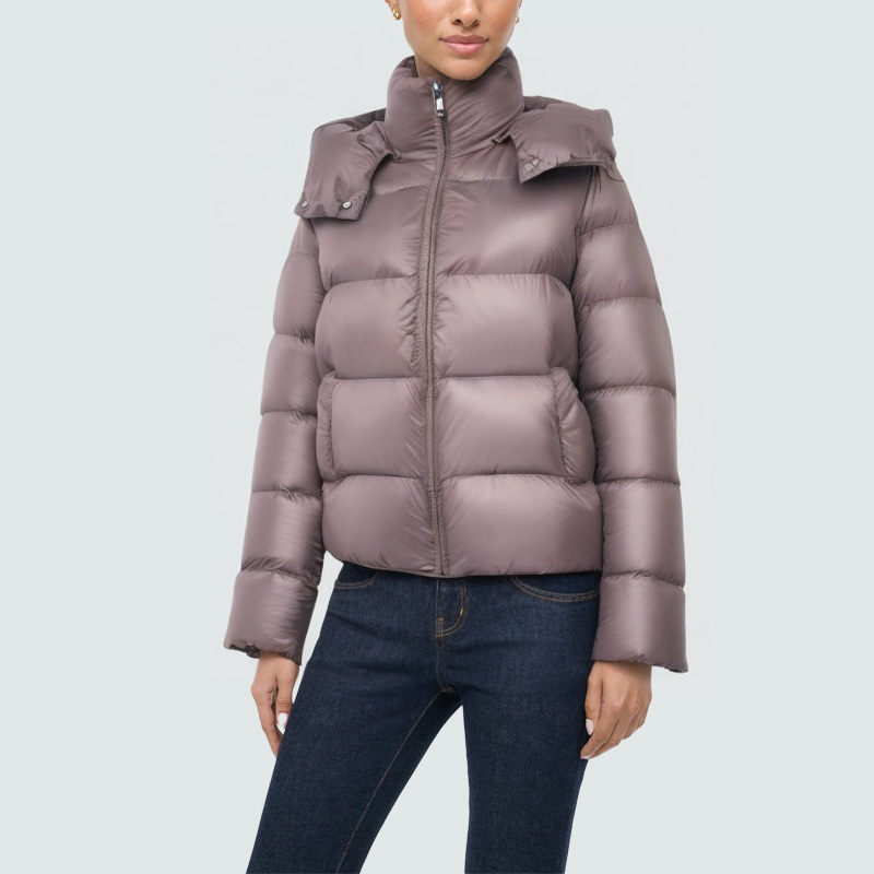 Brown windproof and warm women's down jacket