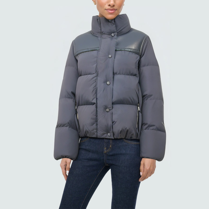 Stand collar fluffy warm women's down jacket