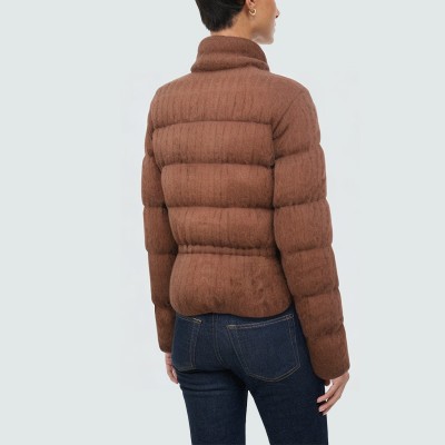 Brown turtleneck warm women's down jacket