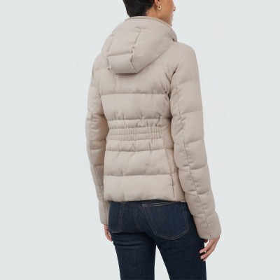 Windproof and warm hooded women's down jacket