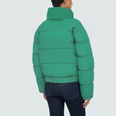 Autumn green short women's down jacket