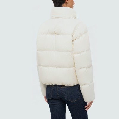 White stand collar warm women's down jacket