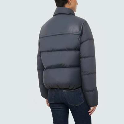 Stand collar fluffy warm women's down jacket