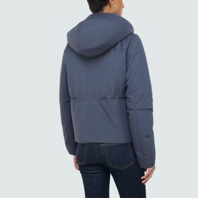 Blue warm hooded women's down jacket