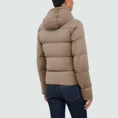 Lightweight warm hooded women's down jacket