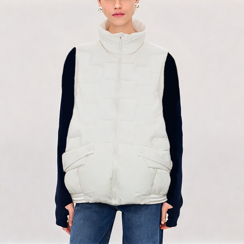 White Stand up Collar Down Vest White Stand up Collar Down Vest