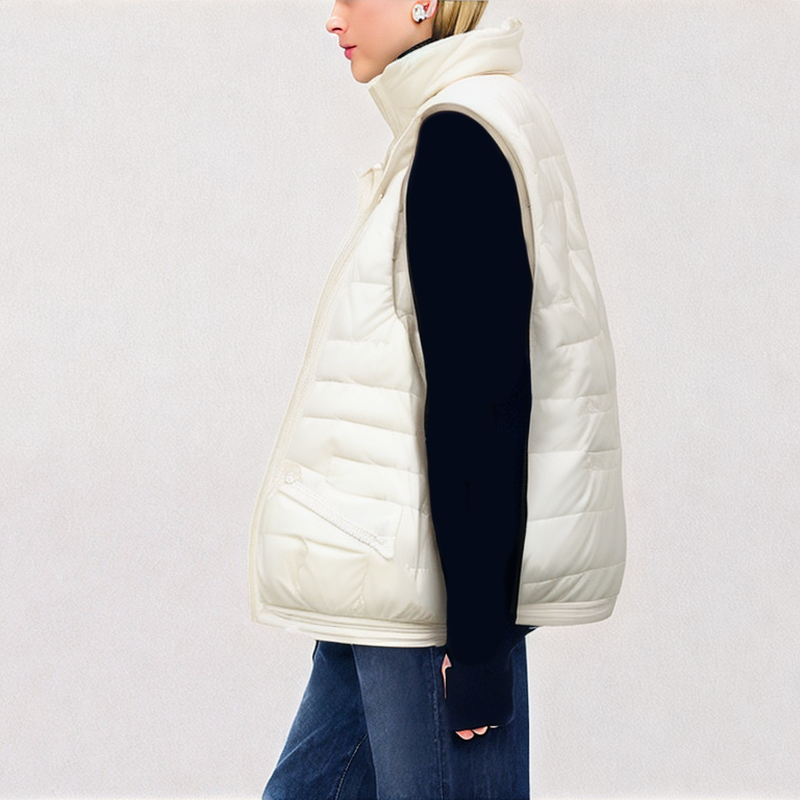 White Stand up Collar Down Vest White Stand up Collar Down Vest