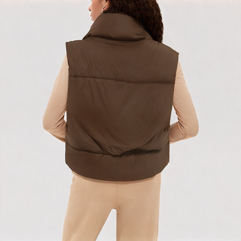 Brown Stand up Collar Down Vest Brown Stand up Collar Down Vest