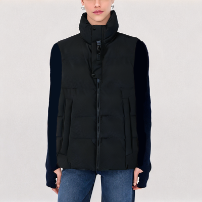 Black Stand up Collar Down Vest