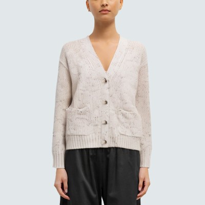 Polka dot loose-fitting women's knitted cardigan