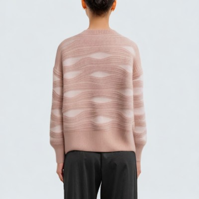 Wavy striped women's knit cardigan