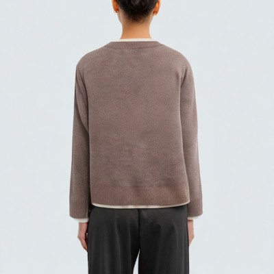 Casual contrasting trim women's knitted cardigan