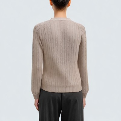 Retro twisted-knit women's cardigan