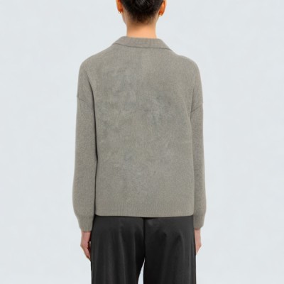 Simple V-neck wool women's knitted cardigan