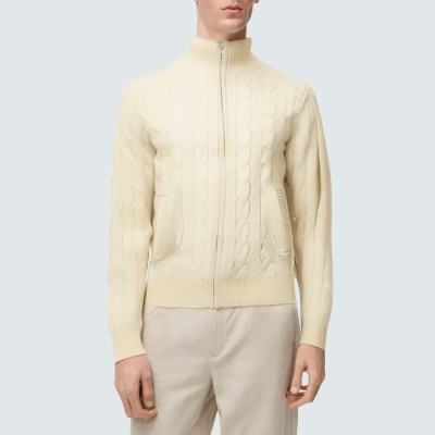 Stand collar zipper men's knit cardigan