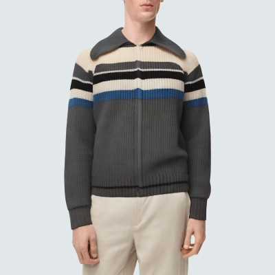 Polo collar loose men's knitted jacket