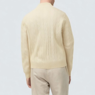 Stand collar zipper men's knit cardigan