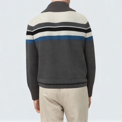 Polo collar loose men's knitted jacket