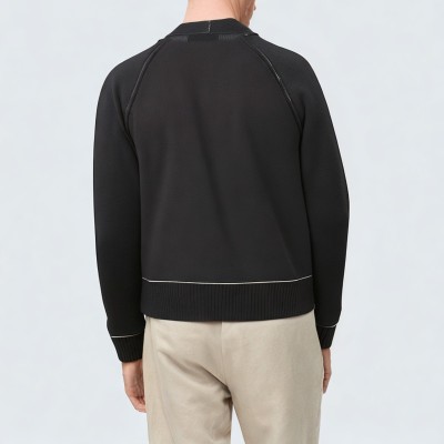 Trendy black V-neck men's knitted cardigan