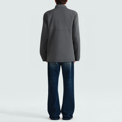 Grey windproof stand collar men's parka