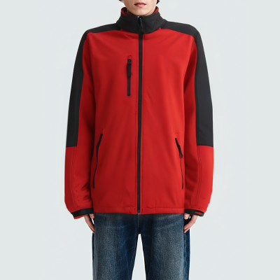 Unique colorblock softshell men's parka