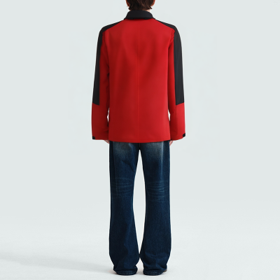 Unique colorblock softshell men's parka