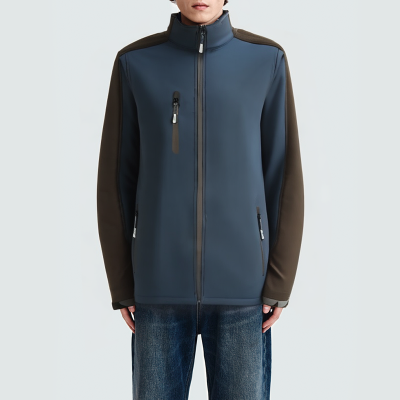 Men's waterproof colorblock stand collar parka